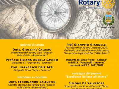 Il Rotary di Ostuni premia le migliori maturità: ospite il Rettore di Bari