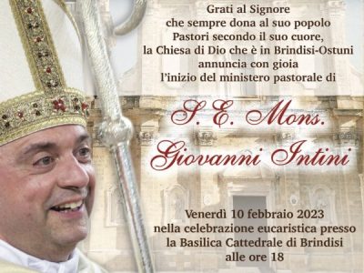 S.E. Mons. Giovanni INTINI è il nuovo Arcivescovo di Brindisi-Ostuni